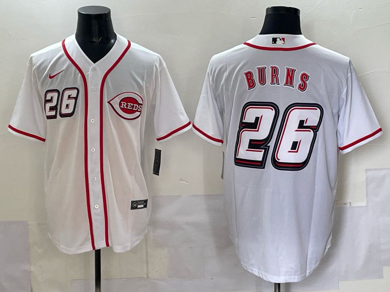 Men 2025 Cincinnati Reds #26 Burns White Nike MLB Jersey style 06